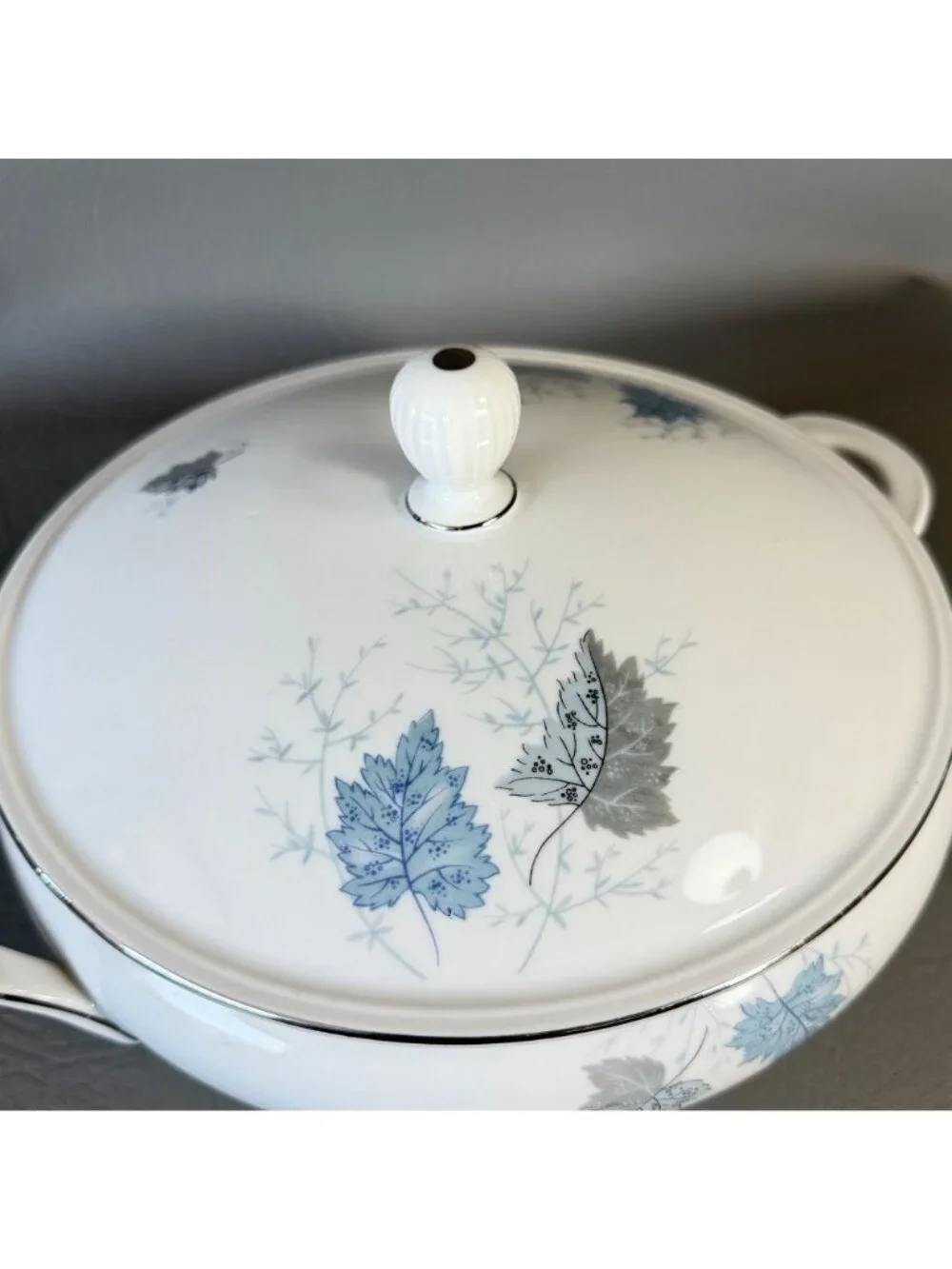 Seltmann Weiden Monika Blue Leaves Covered Serving Dish West Germany Porcelain